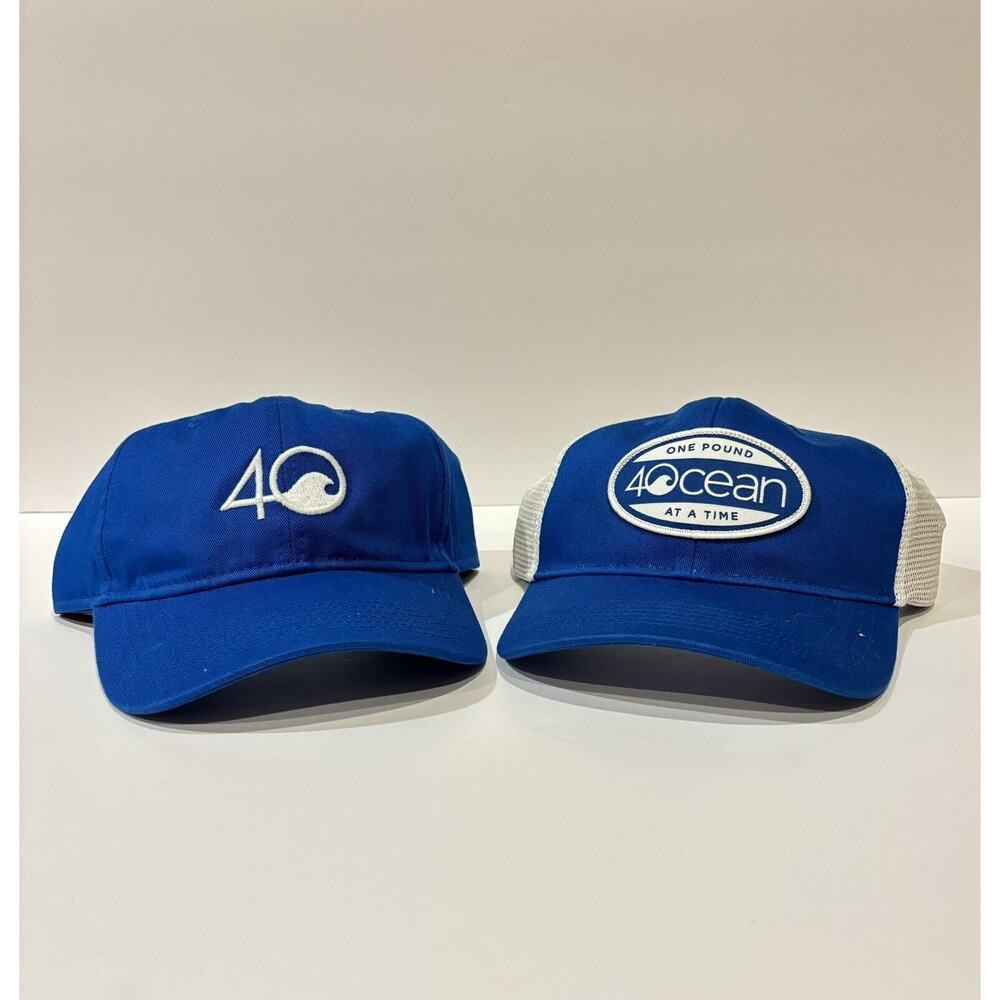 4Ocean Trucker Hat & Baseball Cap Blue White Adjustable Strap Charity OSFA Mesh